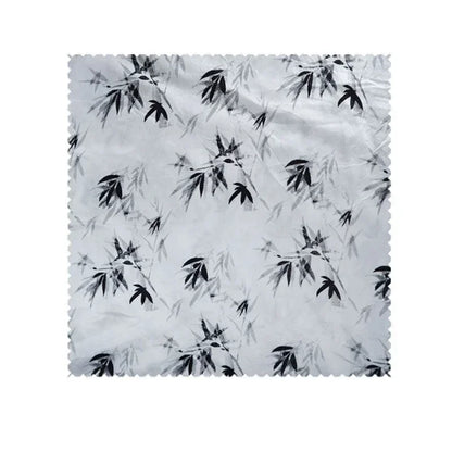 Bamboo Leaf Acetate Silk Printed Fabric New Chinese Fashion High Quality Vertical Womens Dresses Hanfu Pants DIY Design Cloth