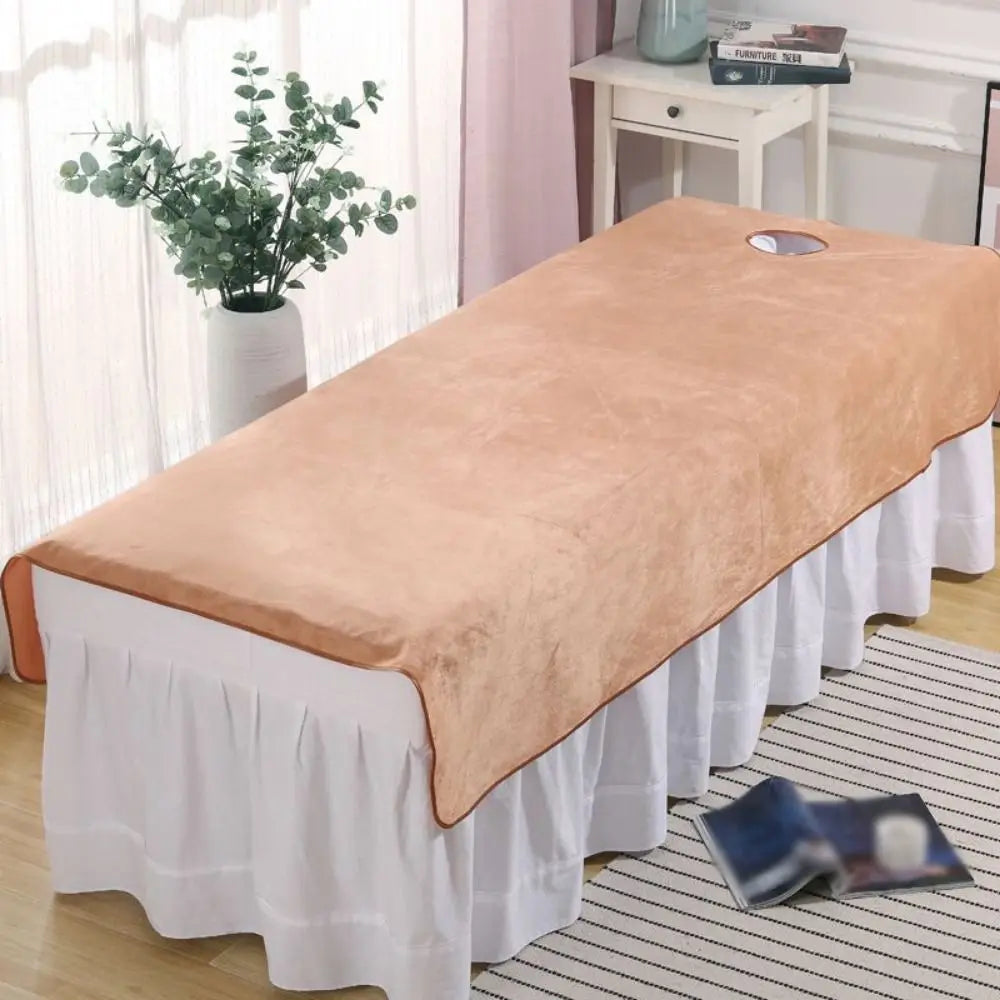 Comfortable SPA Bedspread Soft Solid Color Massage Bed Sheets with Face Hole Thickened Cosmetic Bed Sheet Beauty Tool