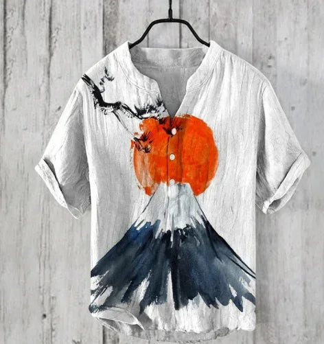 Men's and women's spring and summer cartoon characters bamboo linen loose V-neck short sleeve 2024 cheap and affordable T-shirt