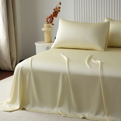 100%Organic Eucalyptus Plain Blue Flat Bed Sheets Lyocell Silky Soft Smooth Breathable Gentle to Skin Pillow shams