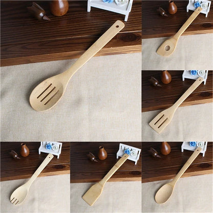 kitchen tools 6pcs Bamboo Spoon Spatula Kitchen Utensil Wooden Cooking Tool Mixing Set
