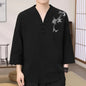 Men's Stylish Loose-Fit Bamboo Leaf Embroidered Zen Robe Traditional Chinese Kung Fu Meditation Breathable Elegant Clothing