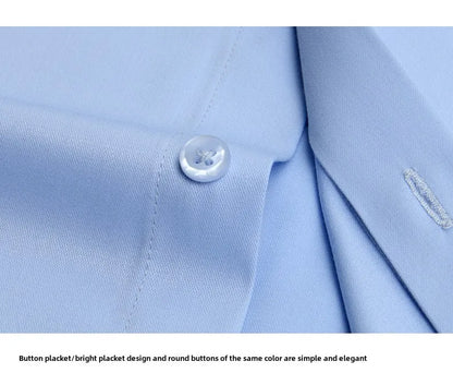 Bamboo Fiber Men Short Stretch Solid Dress Shirts Regular Fit Formal Business Social Camisas Short Sleeve Bamboo Fiber