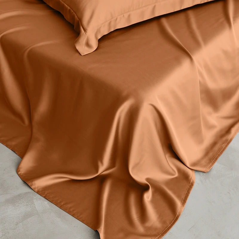 Luxury 100% Bamboo Bed Sheet Set with Fitted Sheets Flat Bedsheet Pillowcase Double Queen King Size Bedding Sets Smooth Silky