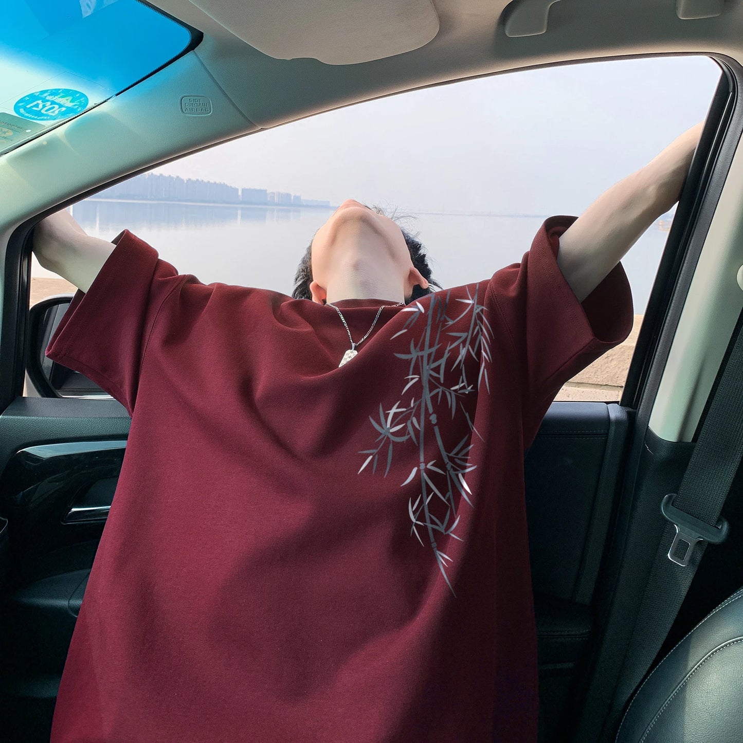 Men's Oversized Bamboo T-shirt Loose Printed Tops Cotton Tshirts Breathable Casual Short Sleeve Tees Streetwear Men Clothing