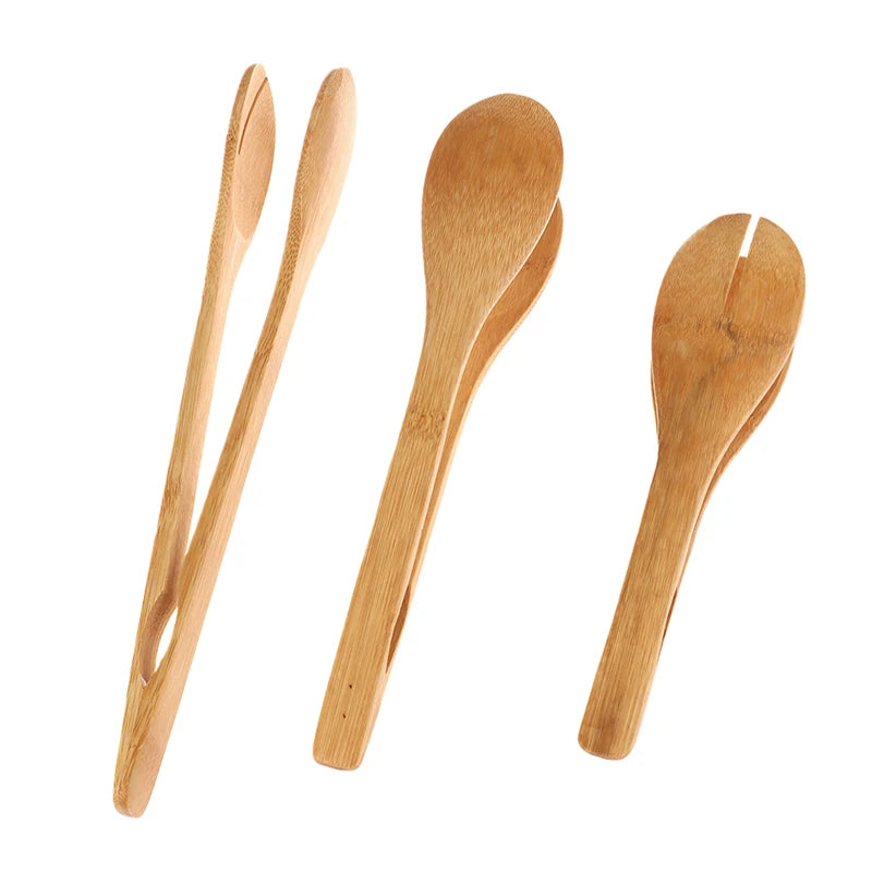 Bamboo Food BBQ Salad Toast Tongs Cake Pastry Tea Clip Clamp Useful Bamboo Cooking Tongs Bread Cake Clip Home Kitchen Tools