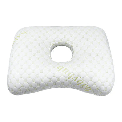 Bamboo Fiber Single Hole Ear Pillow - Elderly Patients Orthopedic Design, Beauty Salon Adult Side Sleeping Pillow for Pressure
