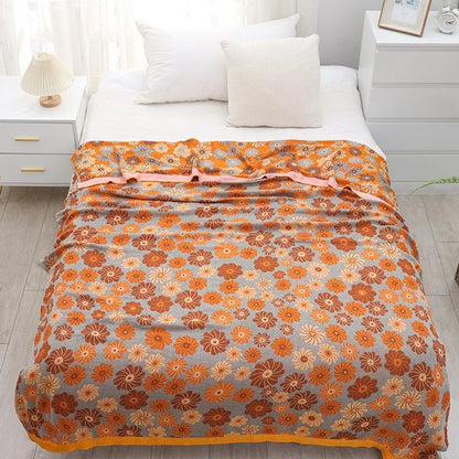 Bamboo Cotton Summer Quilt adult Bedding Blanket Bedspread 150*200 cm 2 Layers Muslin Sleeping Gauze Blanket For Afternoon Nap