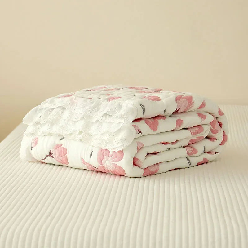 Bamboo fiber Puff blanket Jacquard bed plaid Stitch bed linen Antibacterial summer Blankets and bedspreads Home and decoration